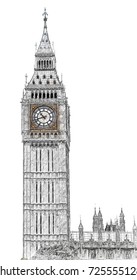 Big Ben. Illustration, Sketch, Drawing.