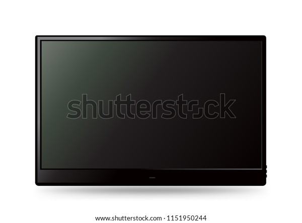 白い背景に黒い大きな壁のテレビアイコンテンプレートと影 テレビ Ledの表示画面 フラット メディア テクノロジーの電子機器 Lcdコンピューターモニター のイラスト素材