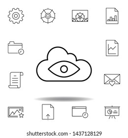 Big Brother Cloud Eye Outline Icon. Detailed Set Of Unigrid Multimedia Illustrations Icons. Can Be Used For Web, Logo, Mobile App, UI, UX