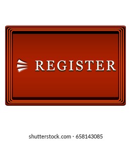 Big brown isolated register button with arrows 