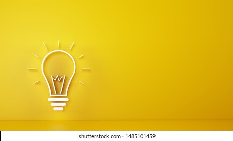 Big bulb light on a yellow background. 3D Rendering