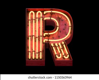 Big City Light Neon Font. 3d Rendering