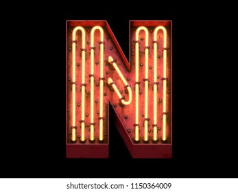 Big City Light Neon Font. 3d Rendering