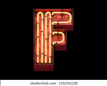 Big City Light Neon Font. 3d Rendering