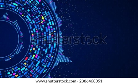 Big data and AI automation technology for business analytics. Data mining, filtering, sorting, clustering. Data science, Artificial Intelligence and visualization, innovation. Illustration