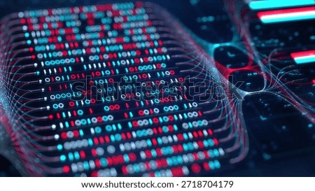 Big Data Analytics, Neural Network Data Flow Visualization, AI Machine Learning, Quantum Computing, Binary Code Digital Grid of Ones and Zeros, Artificial Intelligence Technology Abstract Background