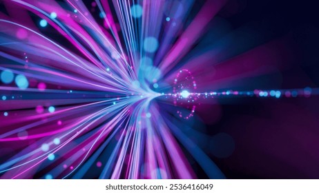 Big data artificial intelligence machine learning neural network flow complex information science innovation technology data analysis visualization cyberspace future. 3d rendering.