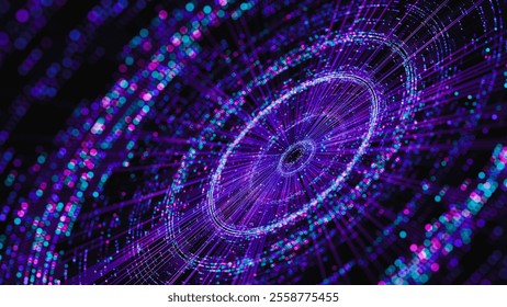 Big data artificial intelligence machine learning neural network flow complex information science innovation technology data analysis visualization cyberspace future. 3d rendering.