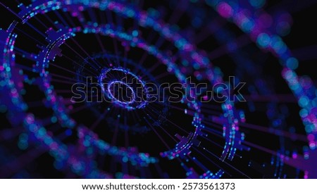 Big data artificial intelligence machine learning neural network flow complex information science innovation technology data analysis visualization cyberspace future. 3d rendering.