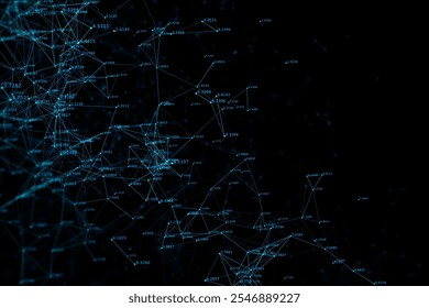 Big data and business analytics concept with blue digital lines and data numbers on dark background. 3D rendering - Powered by Shutterstock - Get 15% off with code: PIKWIZARD15