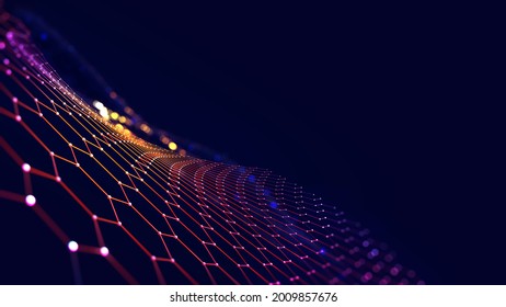 Big Data Concept. Digital Neural Network. Introduction Of Artificial Intelligence. Cyberspace Of Future. Abstract Business 3D Illustration Neural Cells