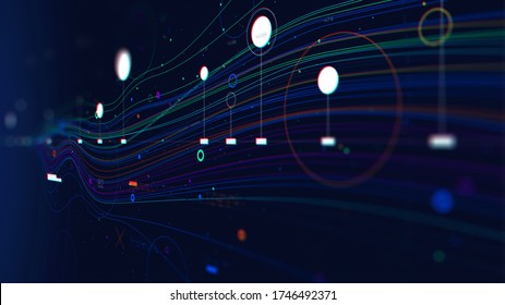 Big data concept, line graph of information flow node base programming, monitor screen in perspective - Powered by Shutterstock