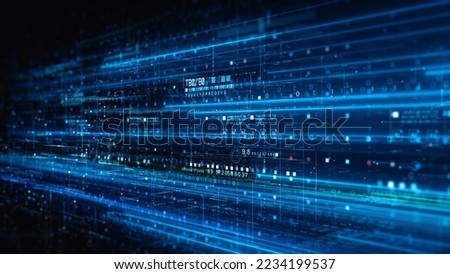 Big data Connection and Data Analysis, Technology Digital, Technology Digital Cyberspace with Particles and Digital Data, Technology Abstract Background Concept, 3d rendering