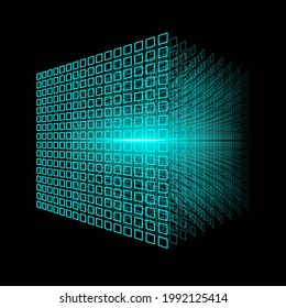 Big Data Cube. 3D Geometric Cube From Small Pieces.