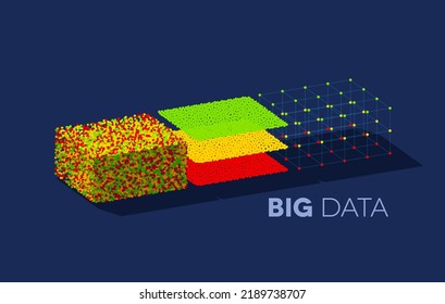 Big data illustration with structuring map reduce process showing clusters of data sequencing in organized order for analysis