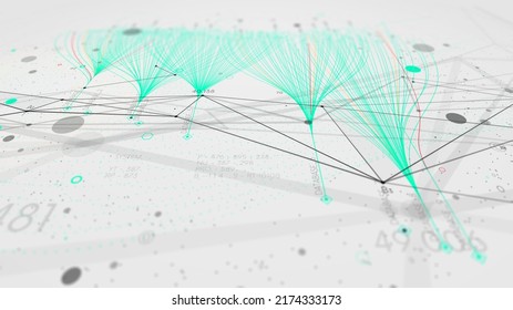 Big Data Network Connection Plexus Digital Futuristic Technology, Visualization Concept Processing Application Software, Virtual Binary Data Stream, Monitor Screen In Perspective