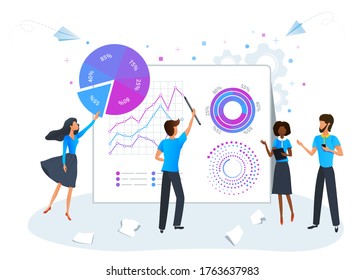 Big Data Science Analysis Concept. Marketing Research, Project Development Management. Digital Data Analysis Service. Business Team Brainstorming And Analyzing Data Analytics Report