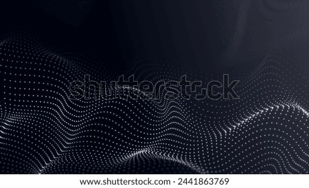 Big data stream. Digital wave with many points. Technology or science banner. 3D rendering