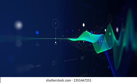 Big Data Stream Futuristic Infographic Business Analytics Presentation, Monitor Screen In Perspective For Presentations