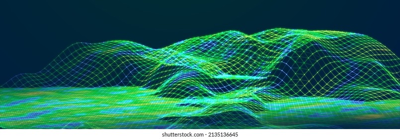 Big data stream. Information technology background. The dynamic wave background consisting of lines. 3d
