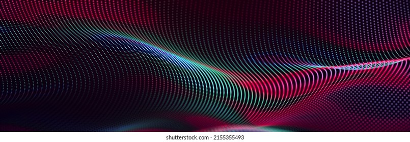 Big Data Stream. Information Technology Background. The Dynamic Wave Background Consisting Of Dots. 3d