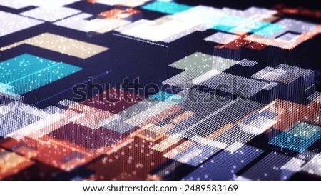 Big data technology background. Motion of digital data flow. Transferring of big data. Artificial Intelligence Quantum Computer,  big data,  block chain,  analysis