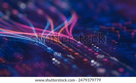 Big data technology Data science analysing artificial intelligence generative AI deep learning machine learning algorithm Neural flow network analytics innovation abstract futuristic. 3d rendering.