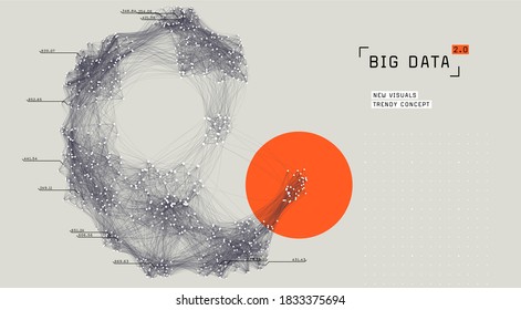 Big data visual representation. Cluster analysis visualization. Advanced analytics. Beauty of data graphic abstract background. 
