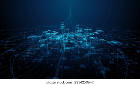 Big data visualization data center analytics IOT cloud computing AI, Illustration Rendering