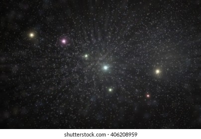 Big dipper constellation 3D illustration with colorful stars