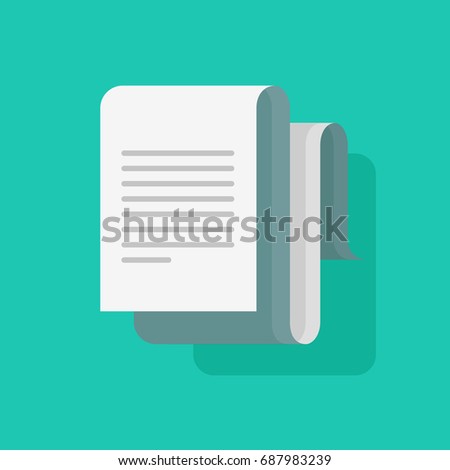Big document roll with text illustration isolated, flat cartoon long paper sheet doc, idea of new message or notification, letter clipart image