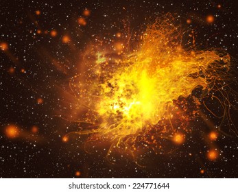 Big Exploding In The Space, Abstract Science Background.