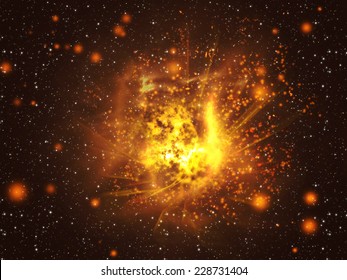 Big Exploding In The Space, Abstract Science Background.