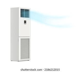 Big Floor Standing Air Conditioner Blowing Cold Air. 3D Illustration