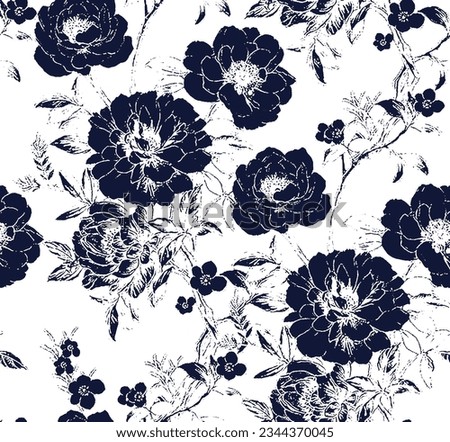Big flowers pattern, upscale floral pattern. graphical textures floral, trendy colors pattern , flowers background with leaves. vector illustration.
