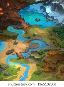 Big Game Level Map, Board Game Digital Concept Art Realistic Background