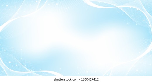 Big Genomic Data Visualization. DNA helix, DNA strand, DNA Test. CRISPR CAS9 - Genetic engineering. Molecule or atom, neurons. Abstract structure for Science or medical background, banner. Wave flow
