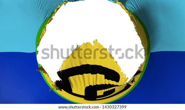 Big hole in Caribbean Community flag, white\
background, 3d\
rendering