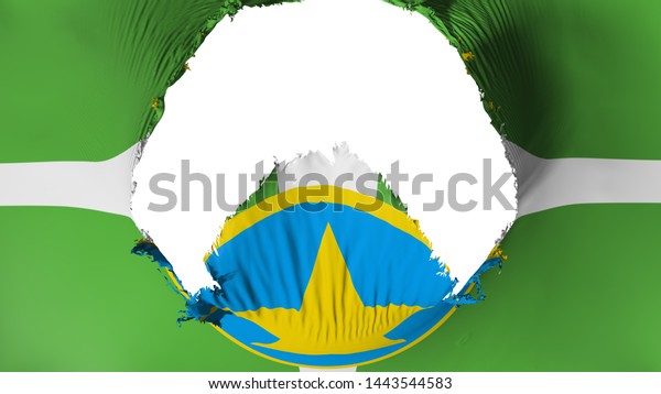 Big hole in Jackson city,\
capital of Mississippi state flag, white background, 3d\
rendering