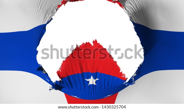 Big hole in Netherlands Antilles 1986-2010\
flag, white background, 3d\
rendering
