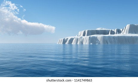 a big iceberg in the ocean.3D rendering. 