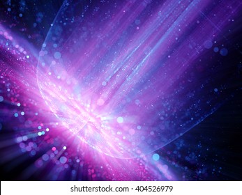 Big Impact In Space Fractal With Particles, Computer Generated Abstract Background