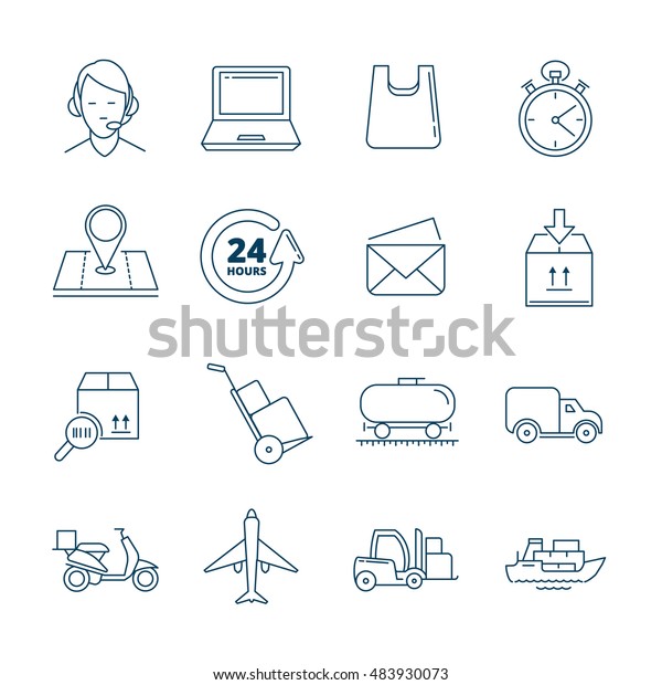 big  linear Icons set of logistics and delivery.\
fast Transportation. illustrations isolate on white background.\
Pictures of monoline\
style.