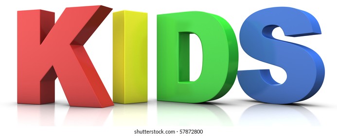 big multicolored 3d letters forming the word KIDS - 3d rendering/illustration