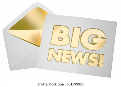 Big News Envelope Message Update Announcement 3d Illustration