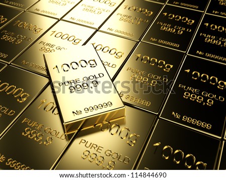big number of gold bars