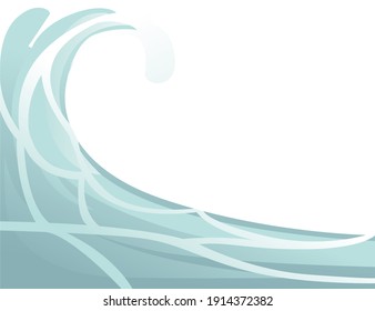 Big Ocean Wave Flat Illustration On White Background