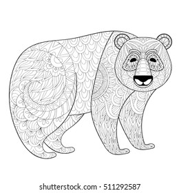 Big Panda Zentangle Tribal Style Freehand Stock Illustration 511292587 ...