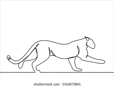 Big Panther Continuous Line Drawing Stock Illustration 1416073841