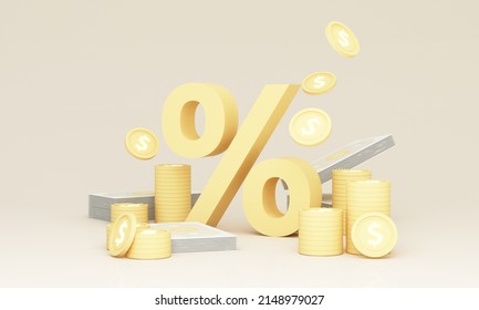 Big Percent Symbol Higher Interest Rates On Deposits And Digital Money In The Concept Of Financial Stability And Growth And An Empty Space For Entering Text On A White Background Realistic 3d Render